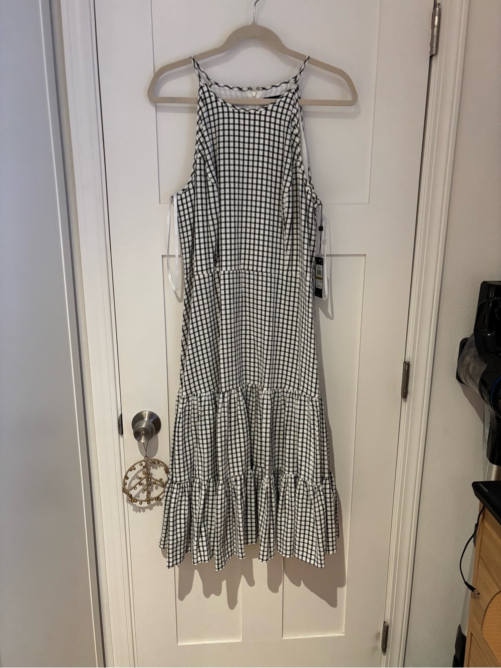 Tommy Hilfiger Black & White Gingham Maxi Dress